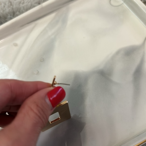 NEW Noir Open Rectangle Drop Earrings - Picture 4 of 8